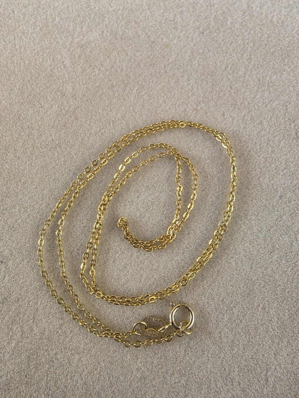 18": Italian Gold-Tone 925 Sterling Silver Cable Chain Necklace • 1.28g